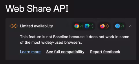 Screenshot: Web Share API auf developer.mozilla.org