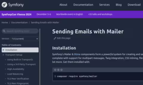 Screenshot Website Symfony