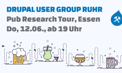 Pub Research Tour, Essen, Illstutration mit Getränken